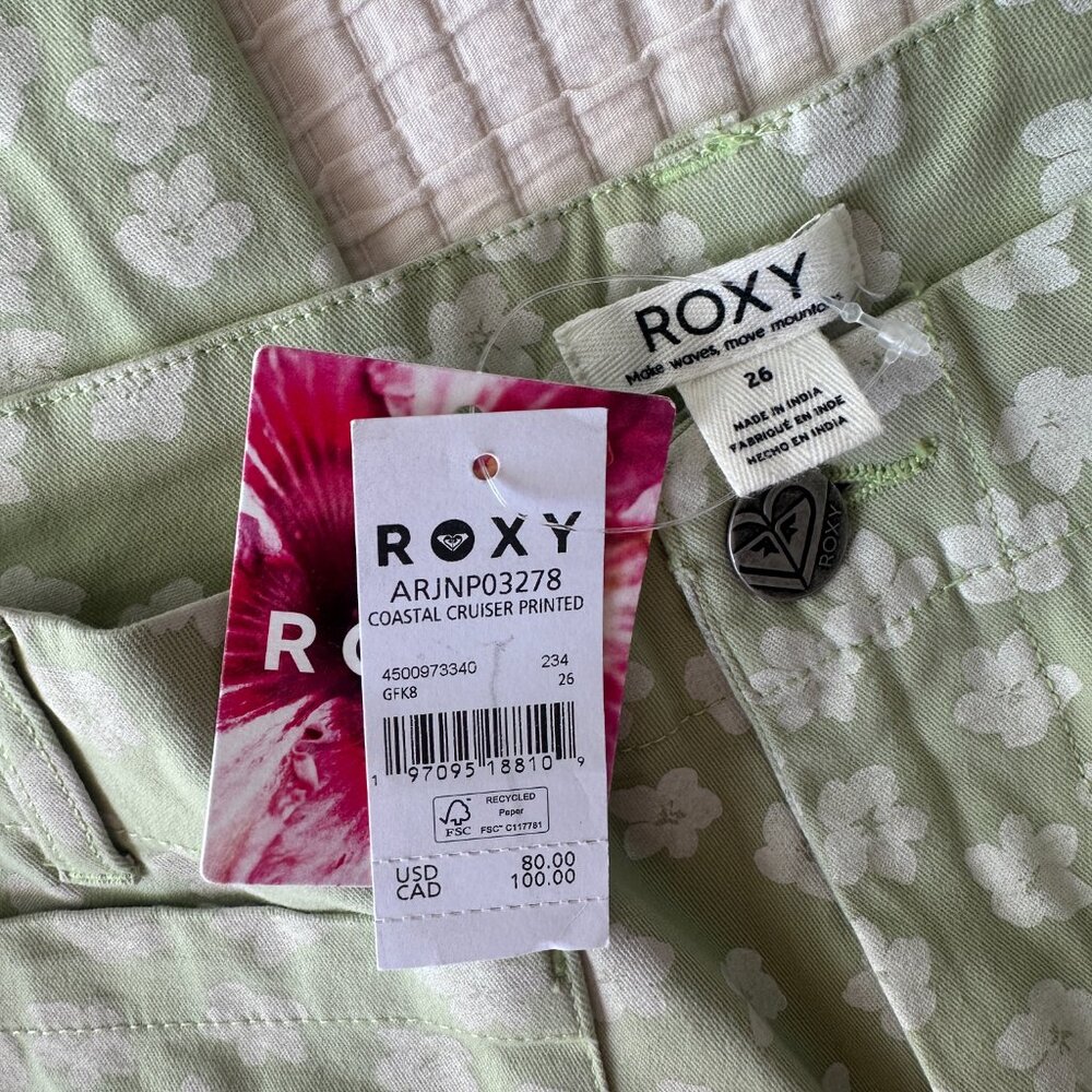 NWT Roxy Retro High Waisted Flare Pants Flowers Spring Girly - 26 - Picture 4 of 6